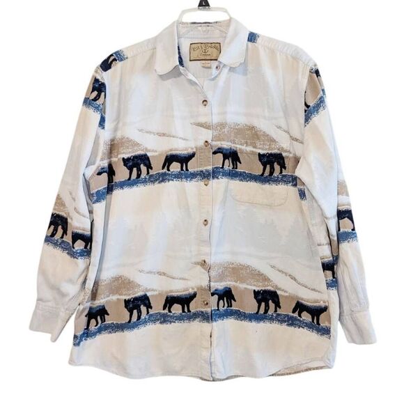 Bit & Bridle Tops - Bit & Bridle White and Blue Button Down Shirt